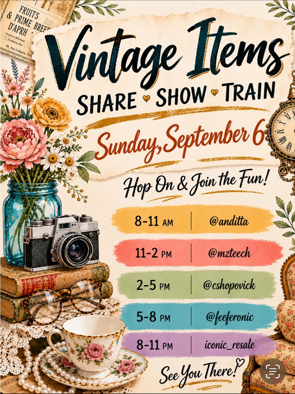 Vintage Items Share Show Train Event Poster-Feeferonic